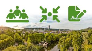 Bild von Jena mit grünen Grafiken